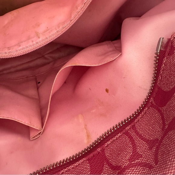 Coach Y2K Chelsea Heritage Stripe Tote Pink/White Genuine - Picture 13 of 15